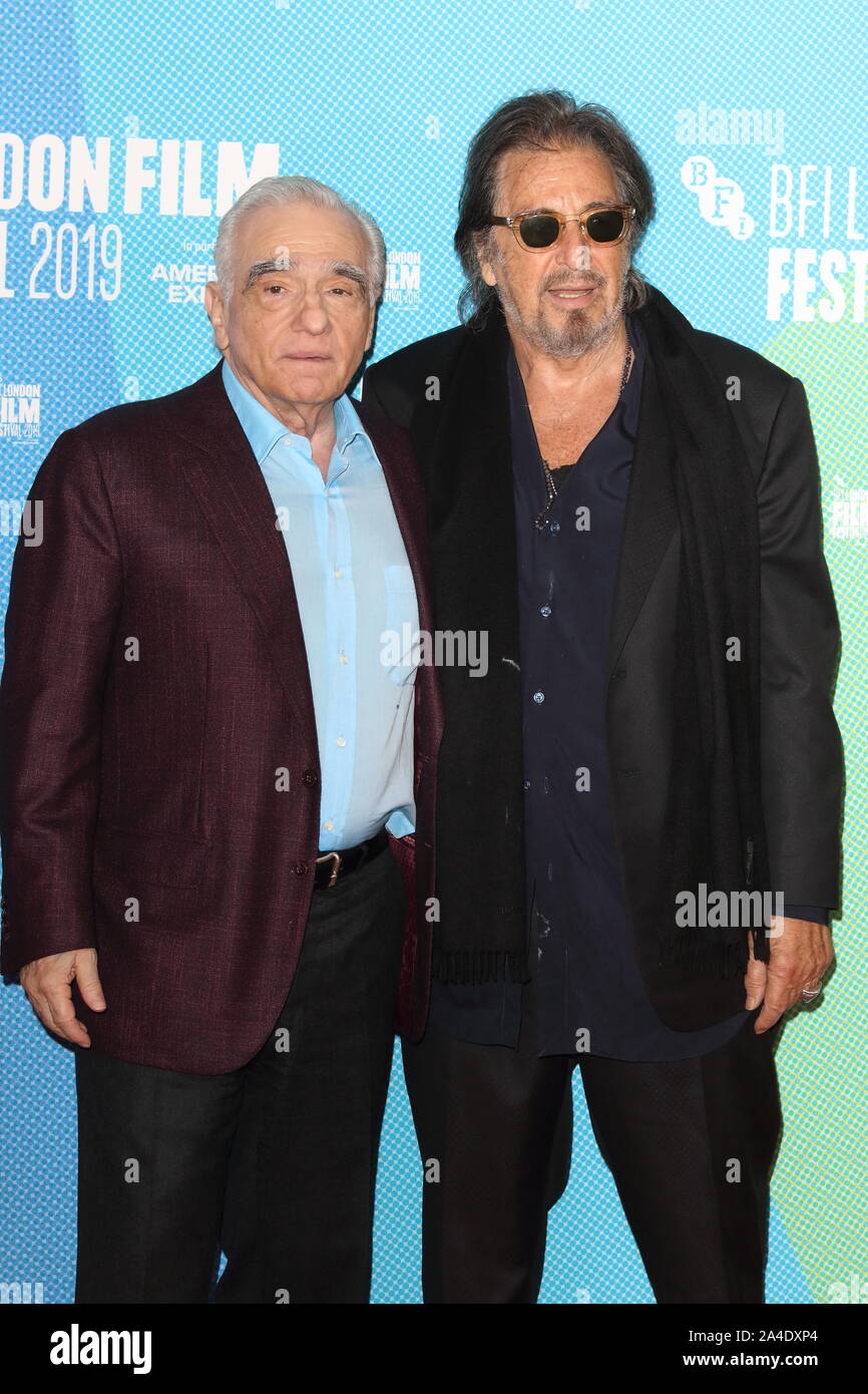 Martin Scorsese and Al Pacino attend The Irishman Photocall during the 63rd BFI London Film Festival at The Mayfair Hotel in London. Stock Photo