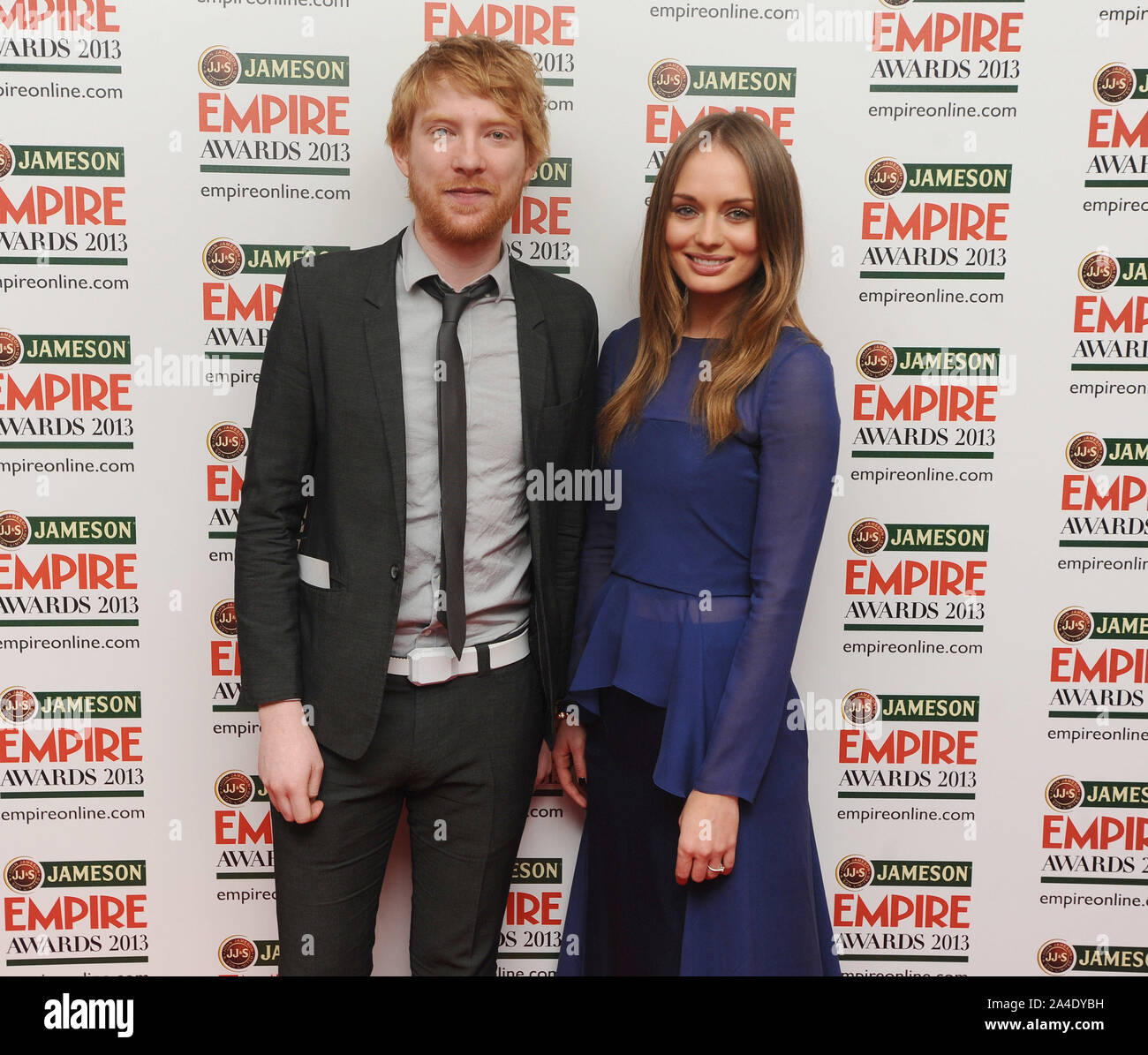 Photo Must Be Credited ©Kate Green/Alpha Press 077037 24/03/2013 Domnhall Gleeson and Laura Haddock at the Jameson Empire Film Awards 2013 held at the Grosvenor Hotel in London Stock Photo