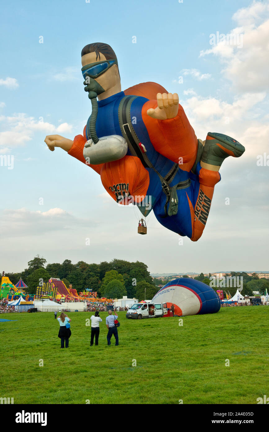 Action Man" hot air balloon. Bristol International Balloon Fiesta Stock  Photo - Alamy