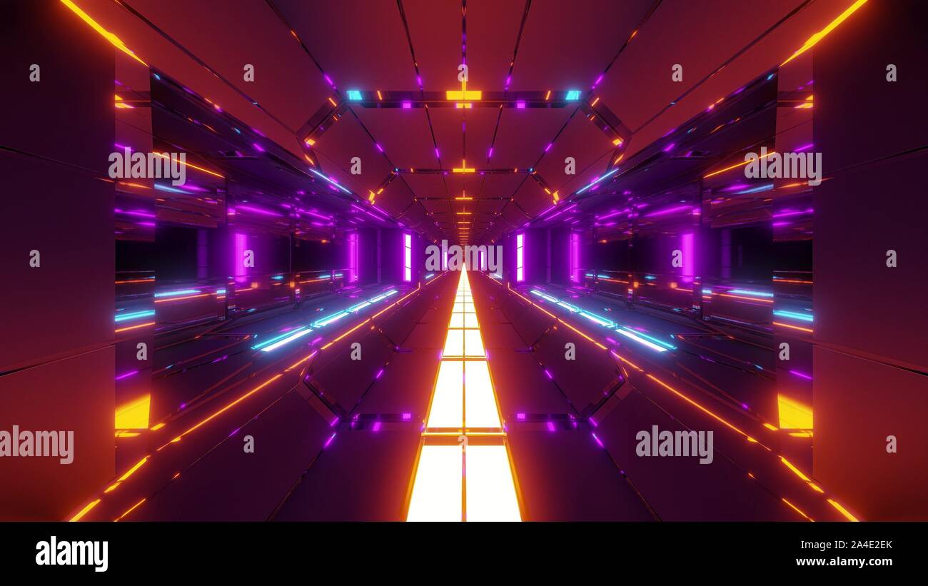 futuristic scifi tunnel corridor with nice glowing lights 3d ...