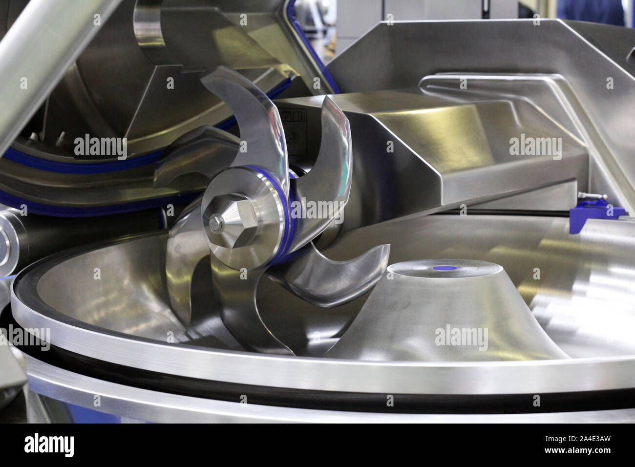 Cutter for chopping meat at a meat processing plant. Industrial cutter