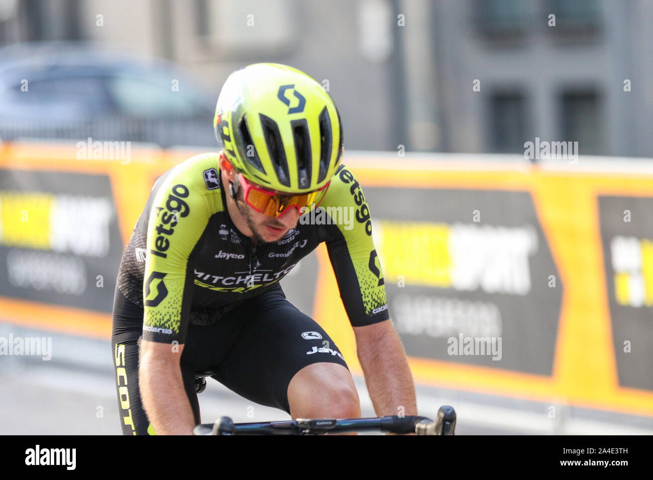 Adam Yates British Cyclist of Team Mitchelton Scott competing IL Giro di Lombardia 2019 Cycling Tour of Lombardy Como Italy Stock Photo