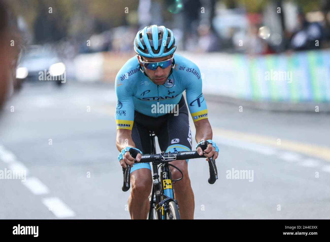 Pro Team Astana Cyclist IL Giro di Lombardia 2019 Cycling Tour of Lombardy Como Italy Stock Photo