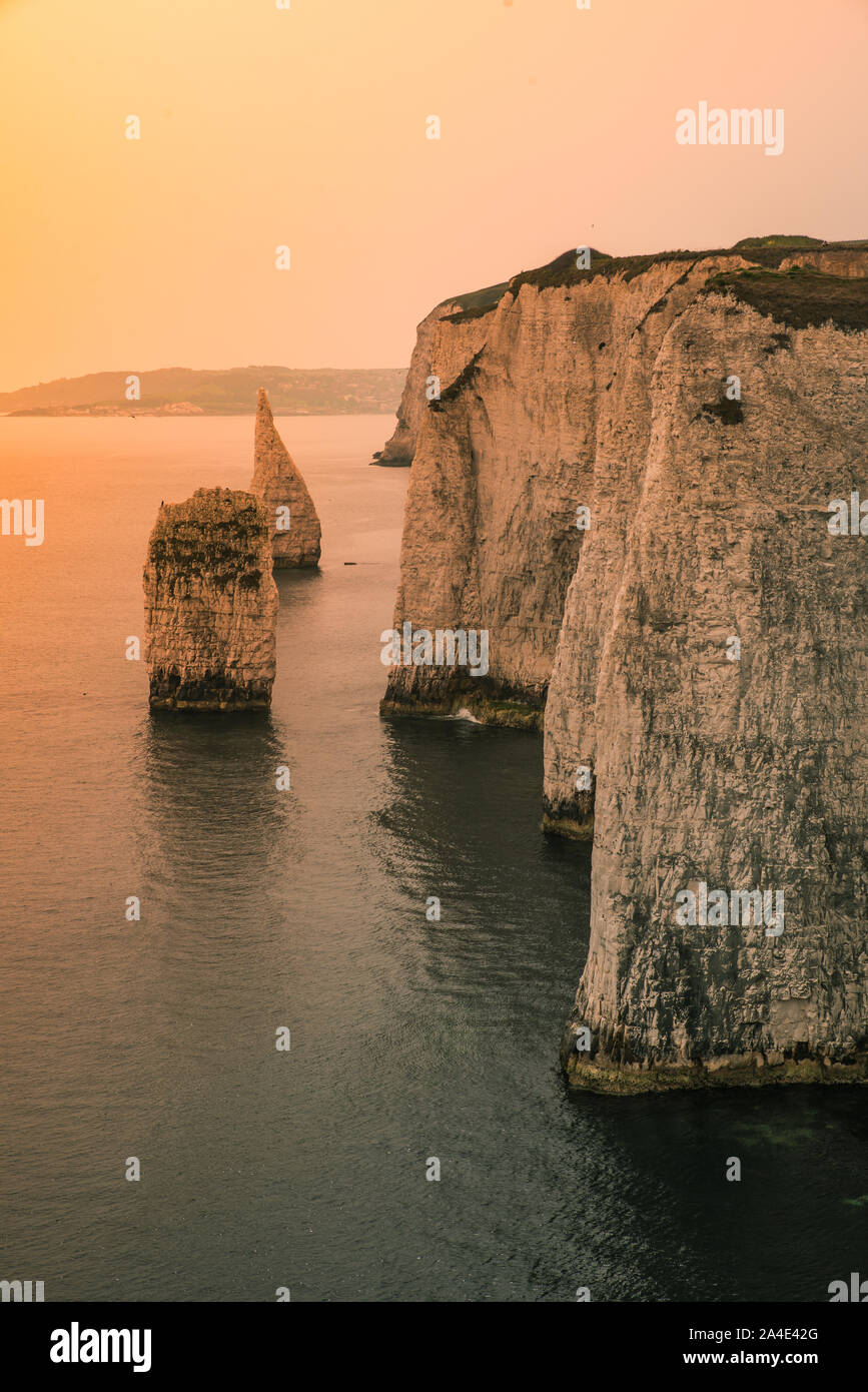 View over Old Harry Rocks, Swanage, Dorset Stock Photo