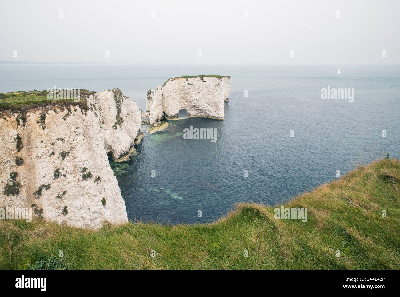 View over Old Harry Rocks, Swanage, Dorset Stock Photo
