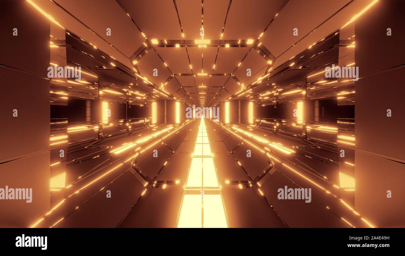 futuristic scifi tunnel corridor with nice glowing lights 3d ...