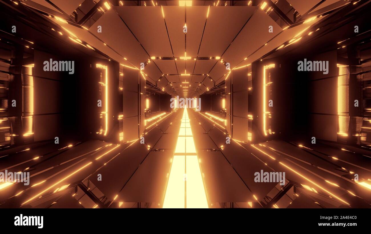 futuristic scifi tunnel corridor with nice glowing lights 3d ...