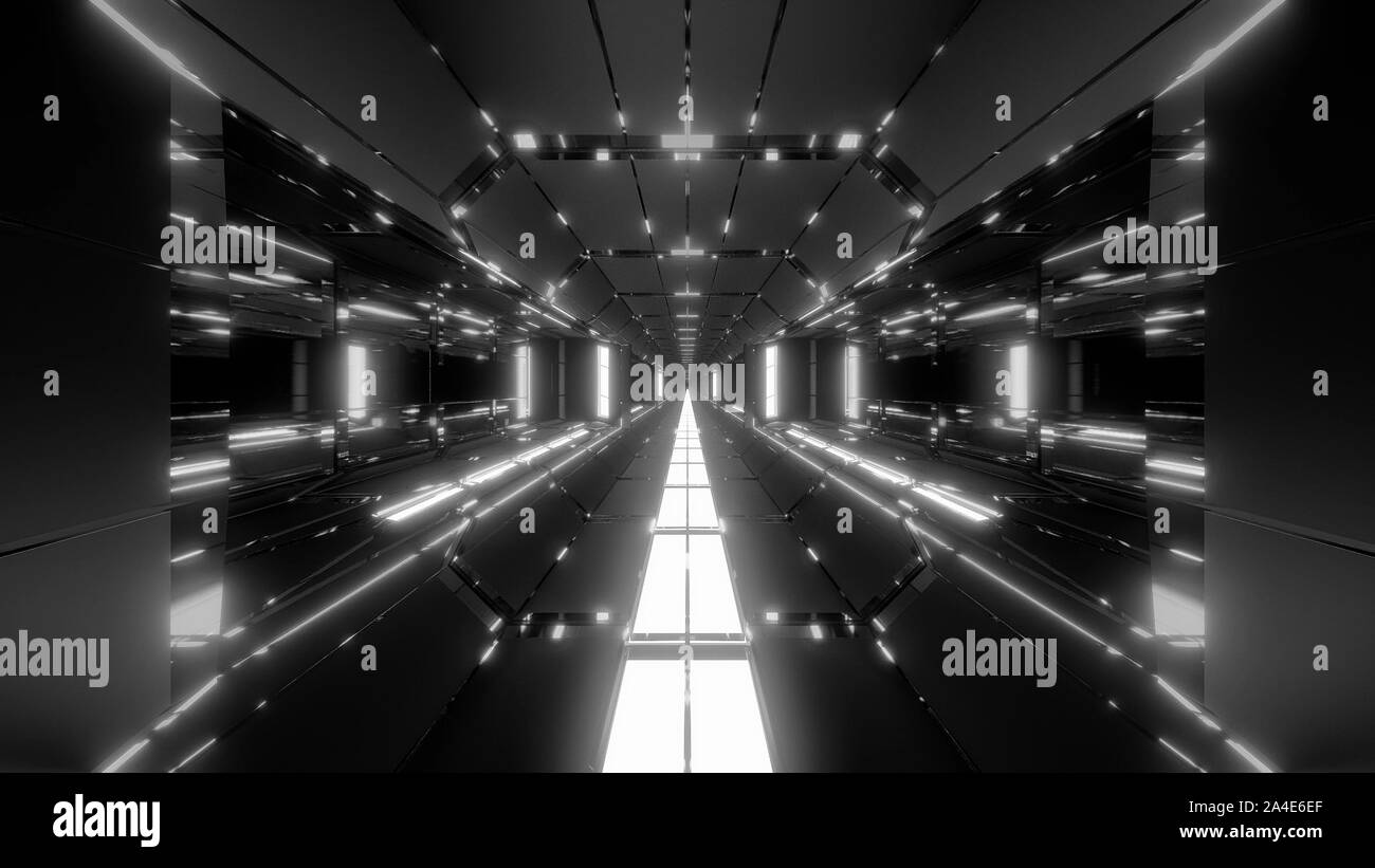 futuristic scifi tunnel corridor with nice glowing lights 3d ...