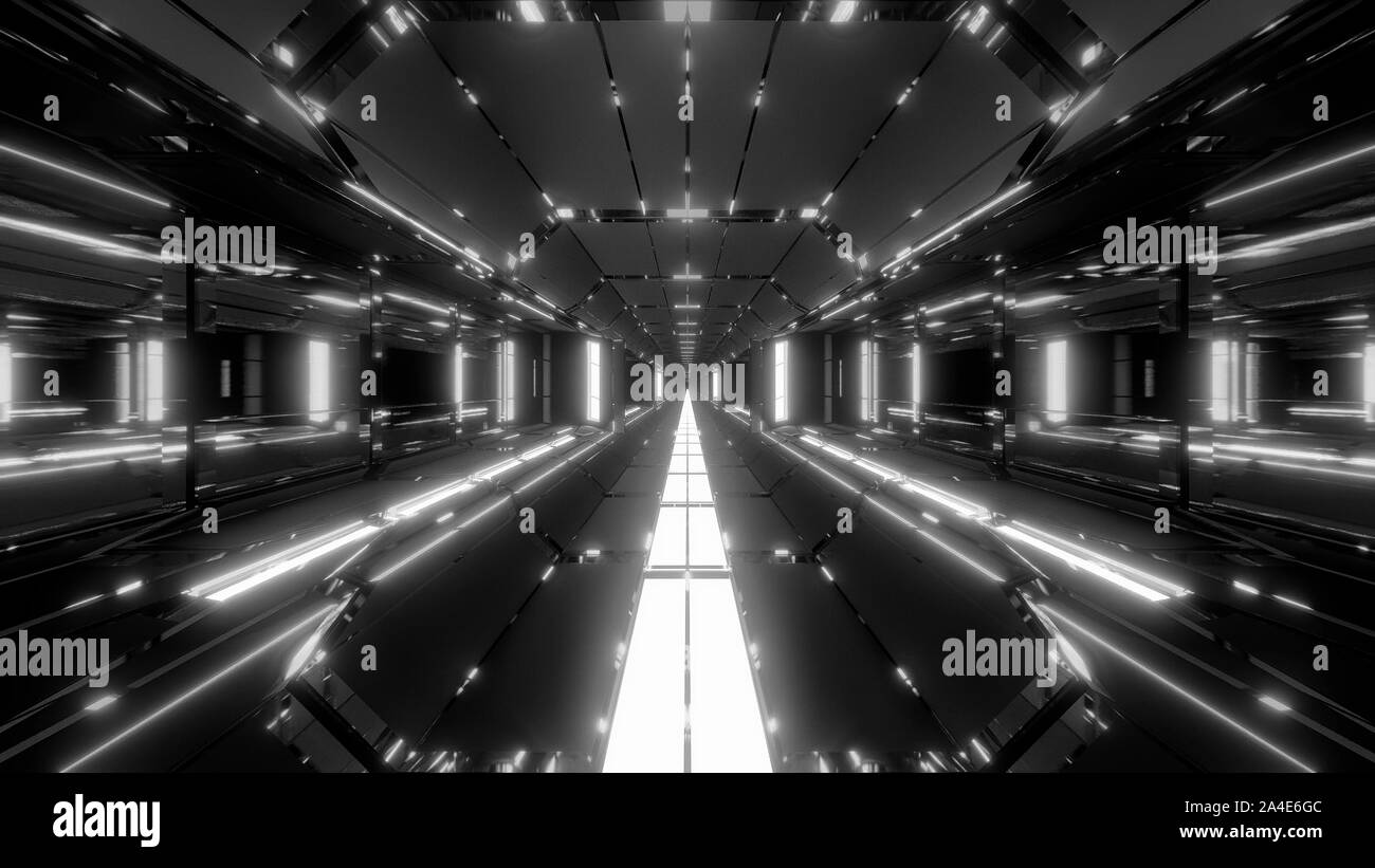 futuristic scifi tunnel corridor with nice glowing lights 3d ...