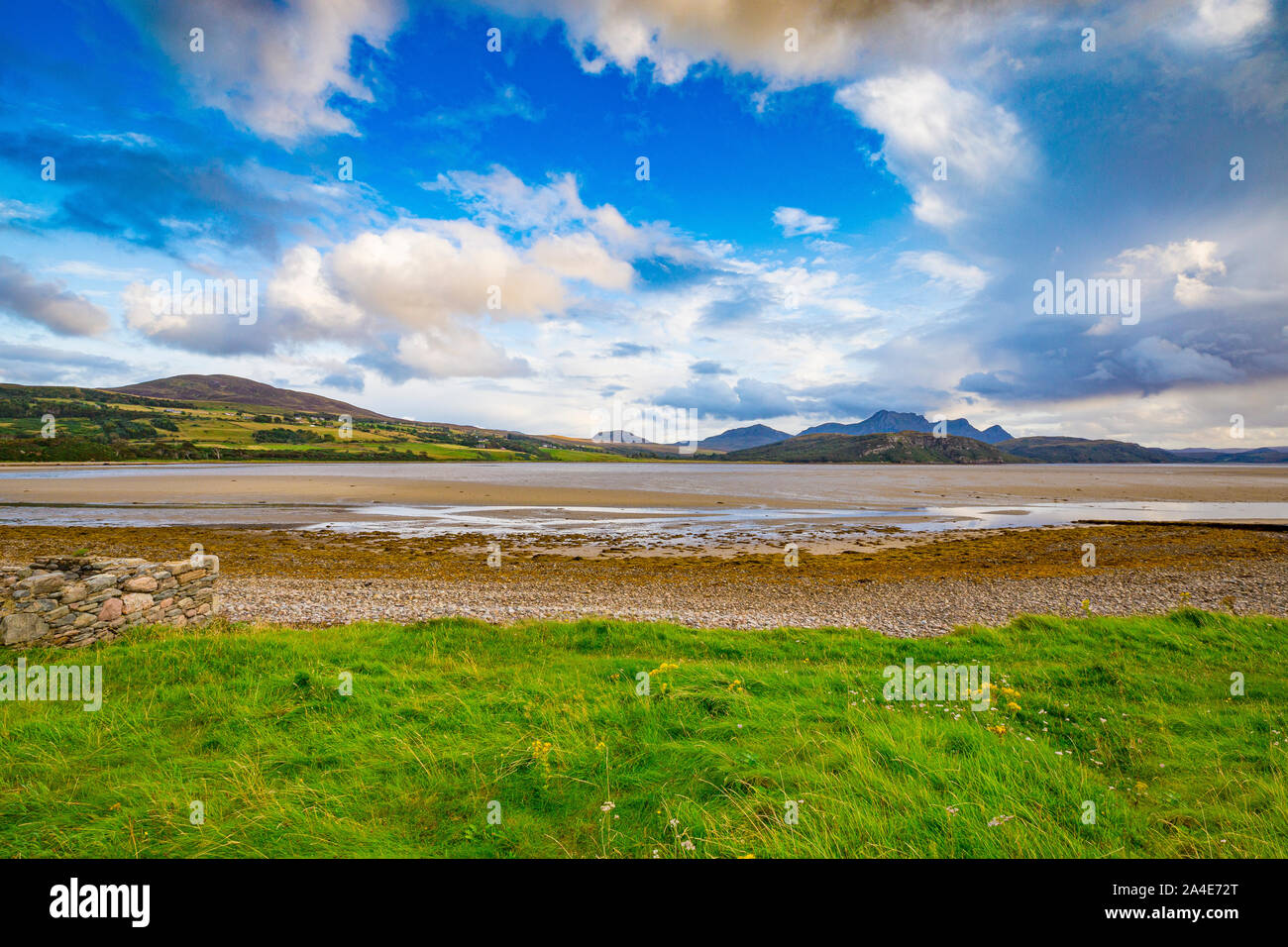 Kyle Of Tongue Causeway Looking Towards Beinn Stumanadh Mountain Stock Image - Image Of Scenery