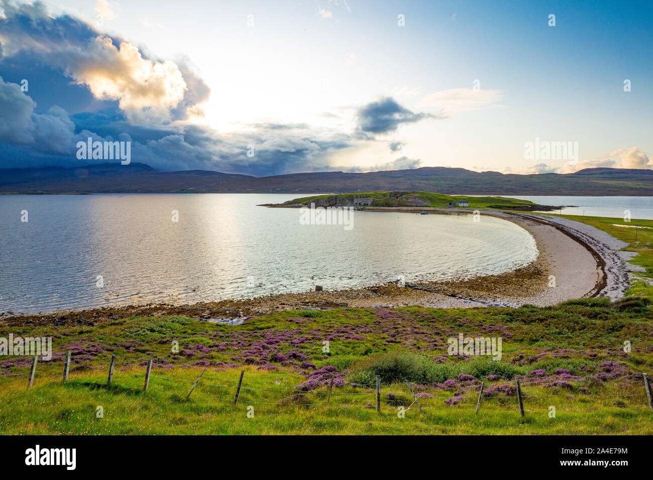View of Loch Eriboll and the Ard Neakie Lime Kilns. Lairg, Scotland Stock Photo