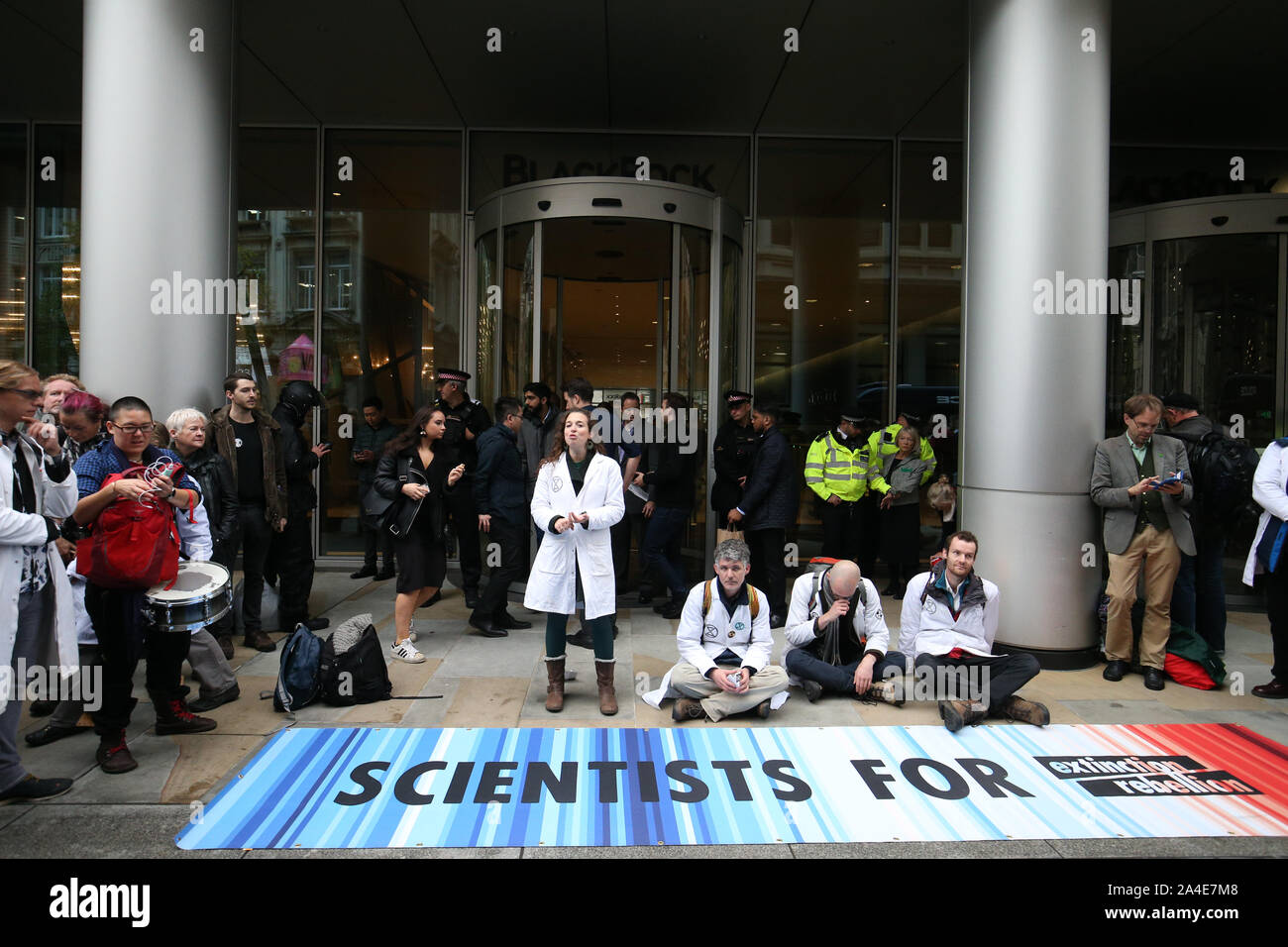 Protesters outside the BlackRock headquarters in Throgmorton Avenue in ...