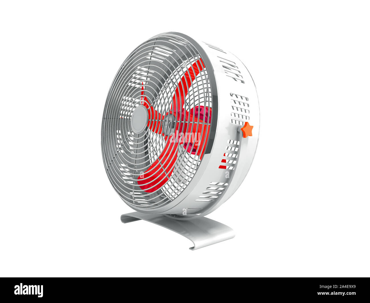 Red Color Fan Modern red metal fan for cooling rooms right view 3d render on white ...