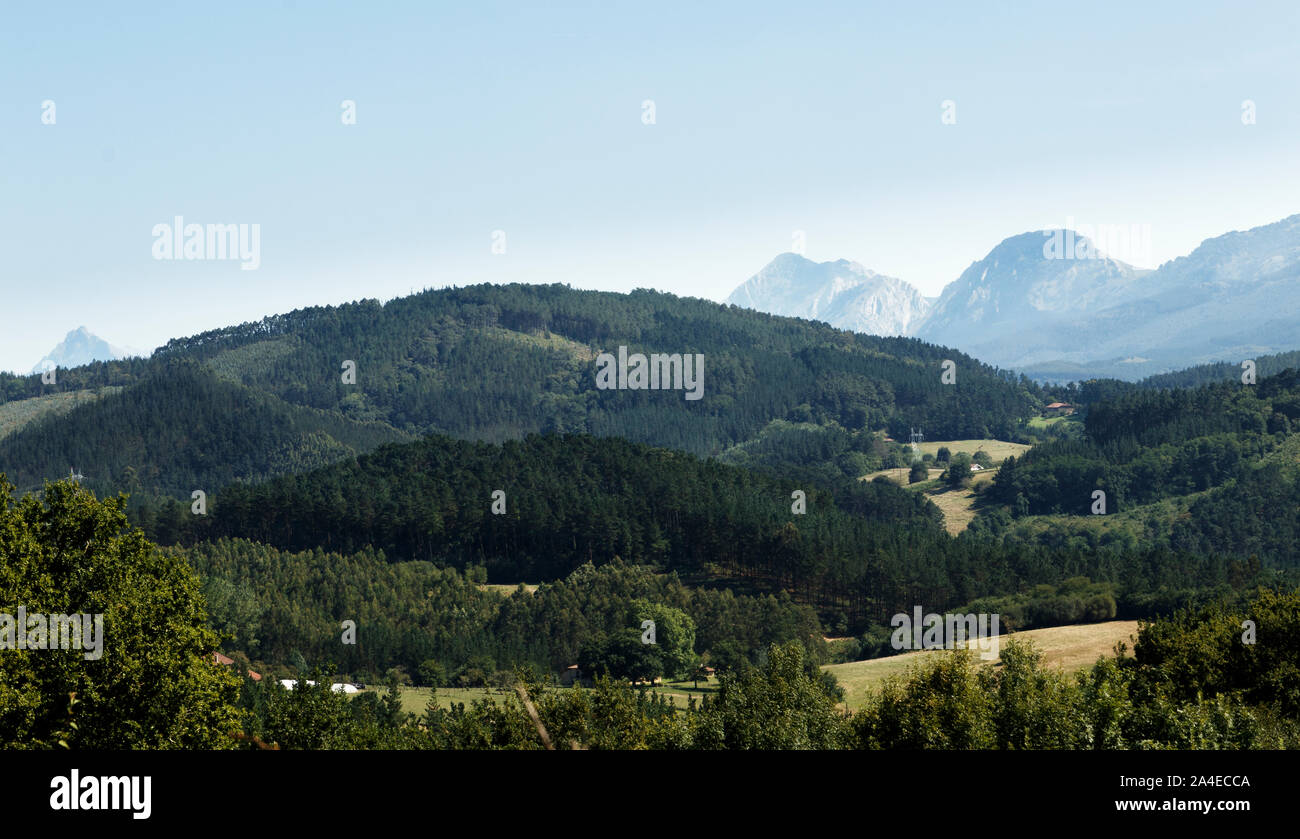 panoramic view of a valley in bizkaia Stock Photo