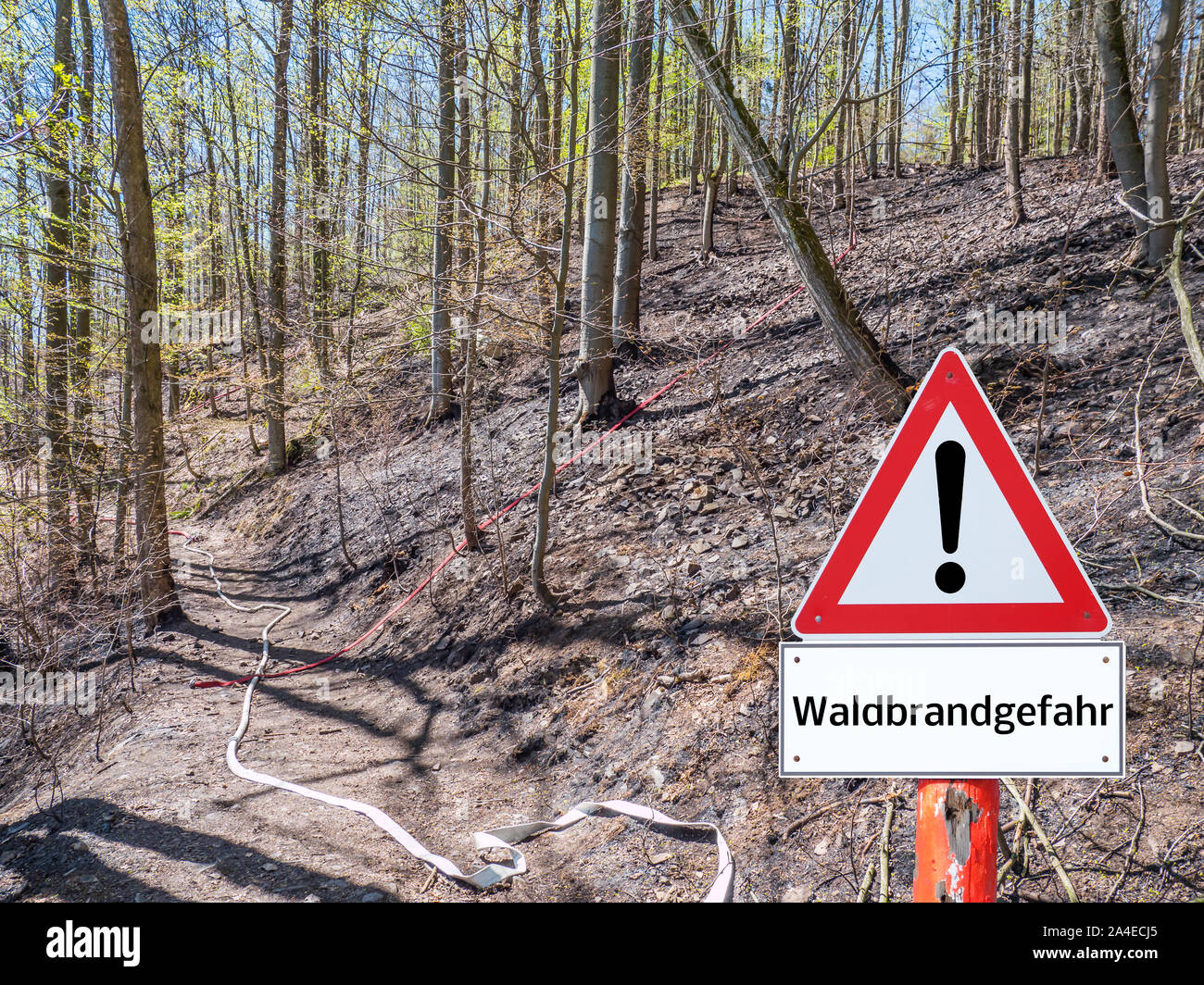 German Warning sign forest fire danger Stock Photo