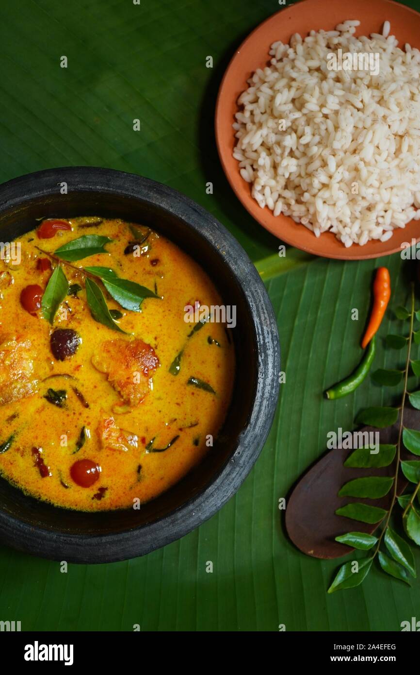 Fish Molly / Molee -Kerala style fish stew cooked in coconut milk Stock Photo