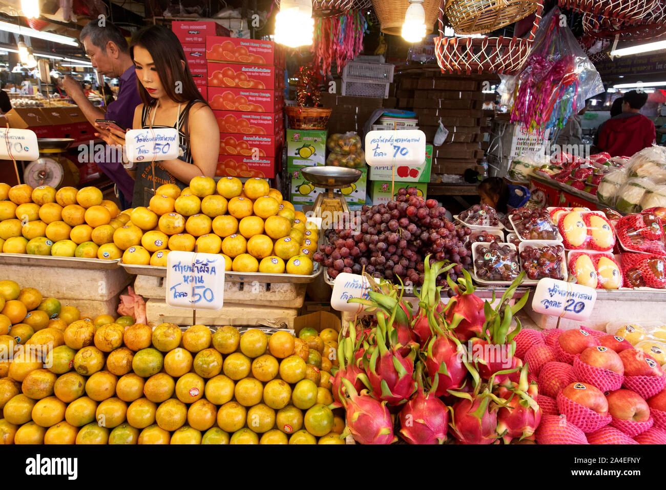 Fruits on a food market in Chiang Mai, Thailand Stock Photo Alamy