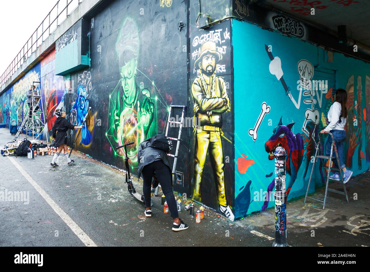 London street art UK. Street art Shoreditch. Street art East London. Graffiti London. Stock Photo