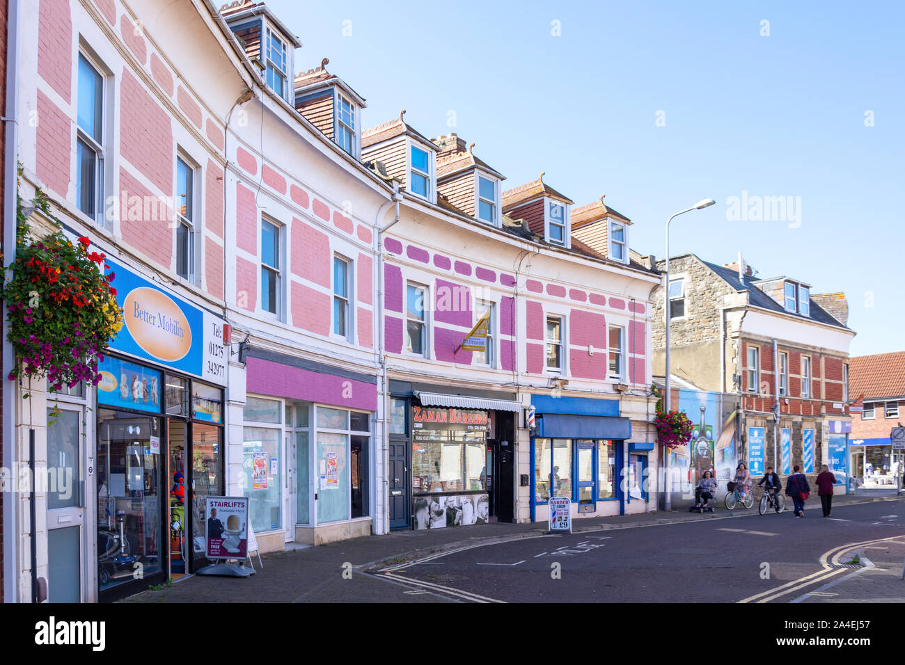 Station road street colourful buildings shops clevedon seaside t hires