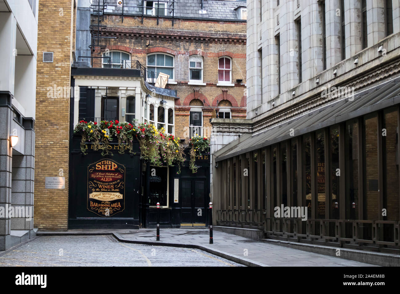LONDON, ENGLAND - September 15, 2019 A unique pub in London, Talbot Court London steeped in history, Tucked-away historic pub with dark wood fittings, Stock Photo