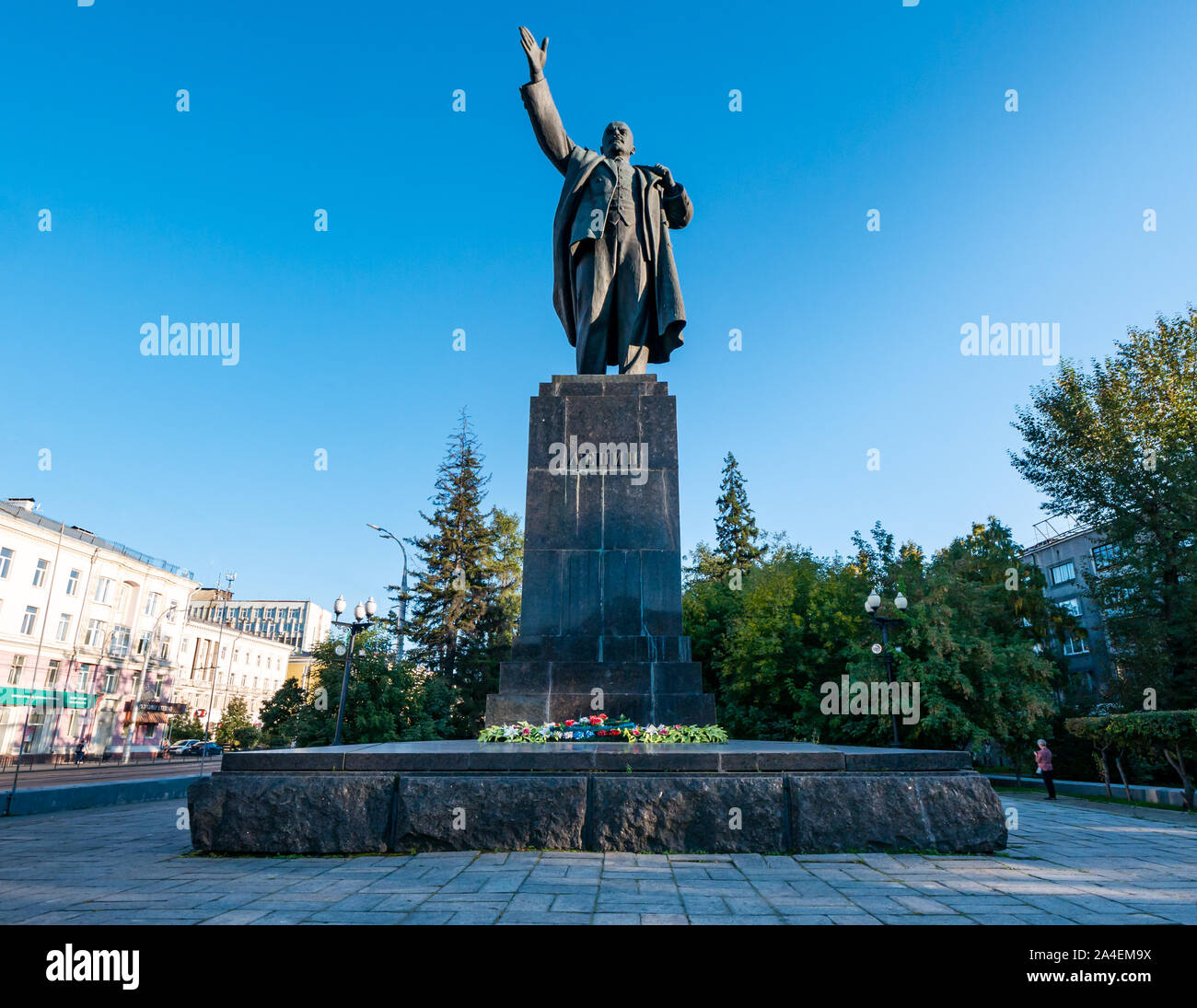 Lenin statue, Lenin Street, Irkutsk, Siberia, Russia Stock Photo