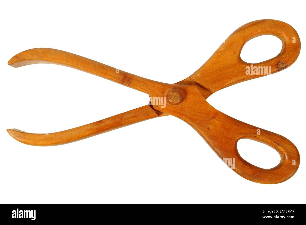 Wooden serving tongs isolated on white background Stock Photo Alamy