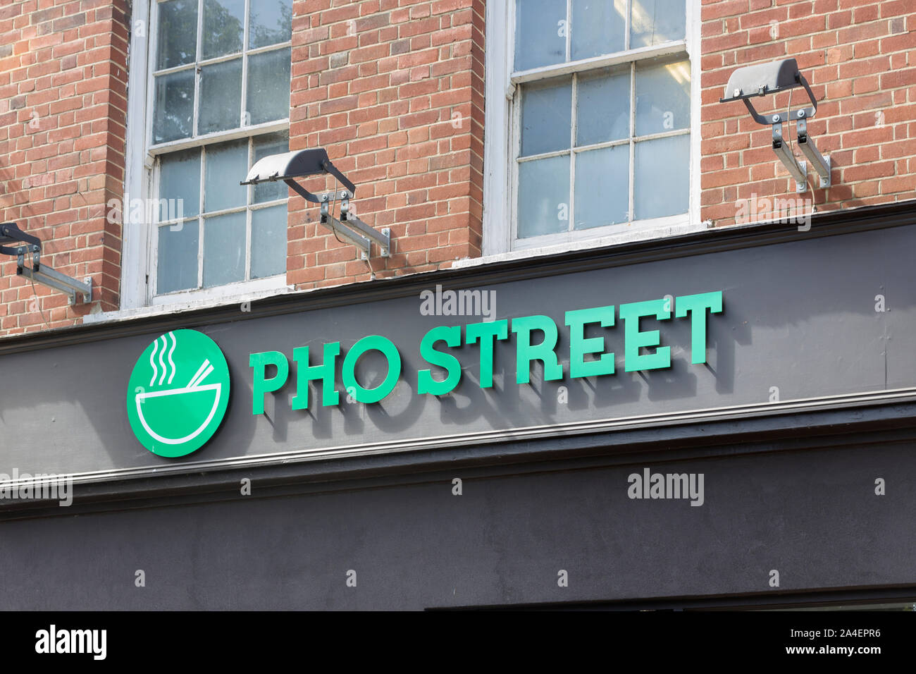 Pho street restaurant sign logo, London, England Stock Photo