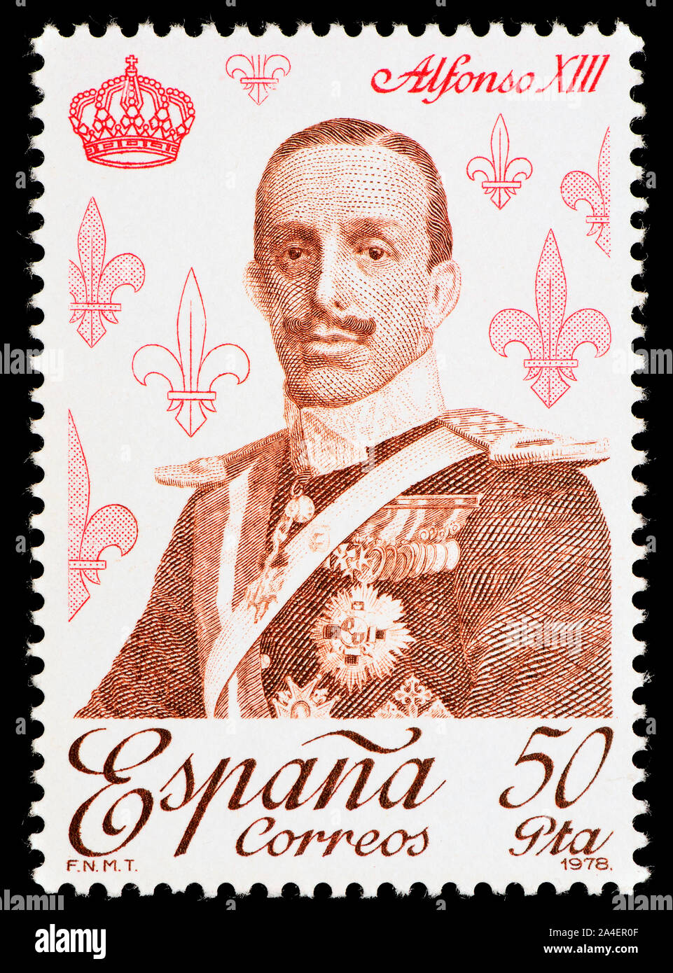 Spanish postage stamp (1978) : King Alfonso XIII of Spain Stock Photo