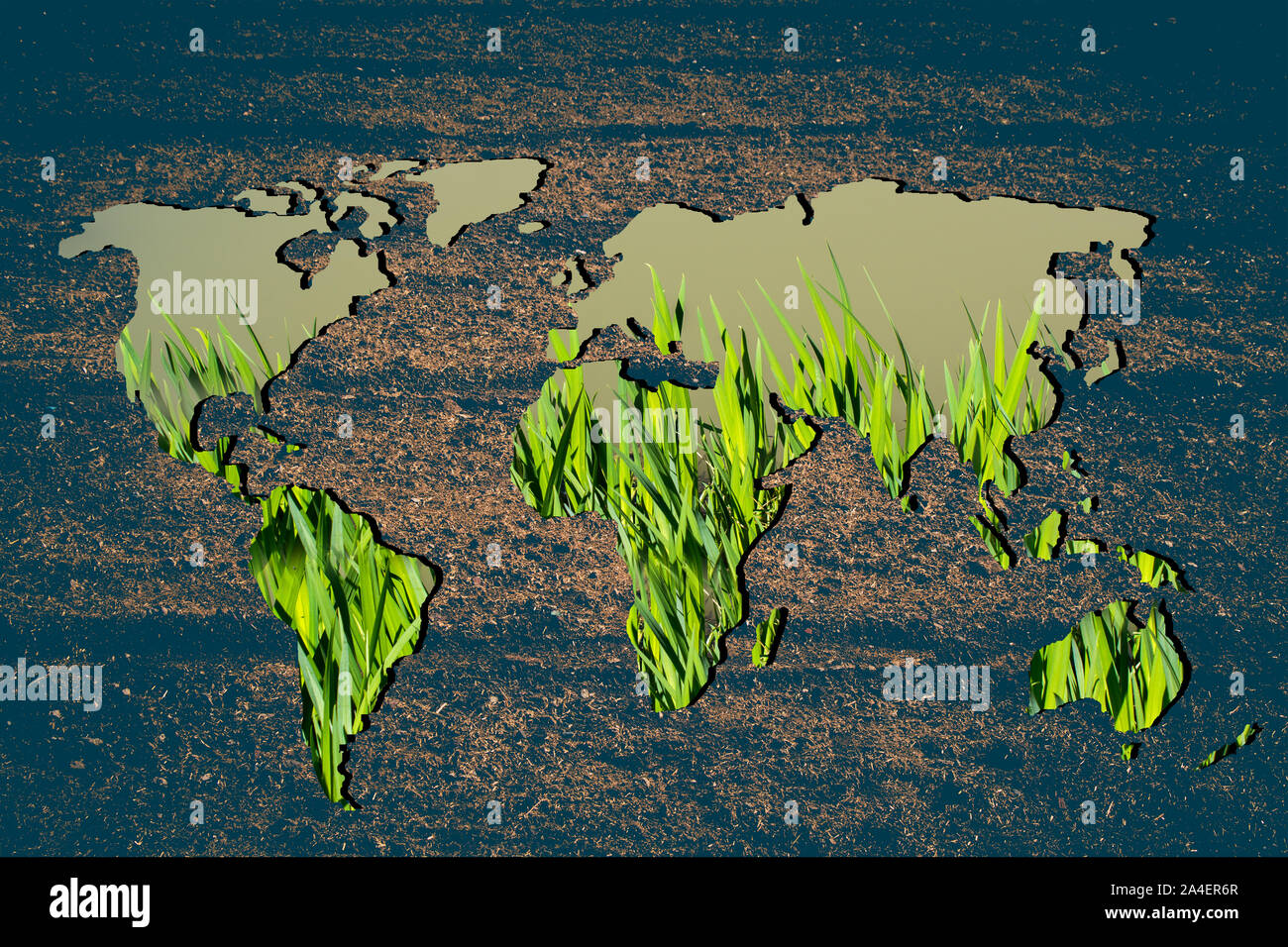Roughly outlined world map with white background Stock Photo