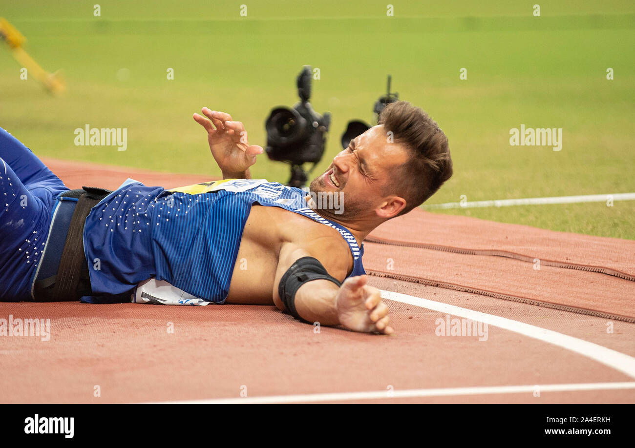 Doha, Katar. 06th Oct, 2019. Magnus KIRT (EST/2nd place) injured on the