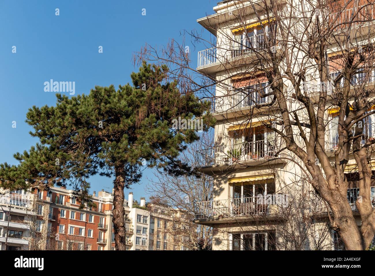 APARTMENT BUILDINGS, NEUILLY-SUR-SEINE, FRANCE Stock Photo