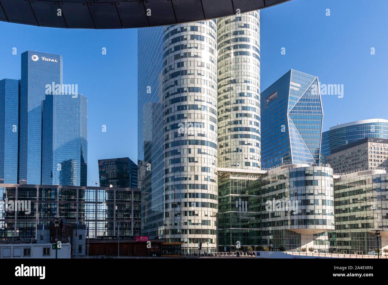 TOTAL HEADQUARTERS BUILDING, COEUR DEFENSE AND TOWERS OF PARIS-LA DEFENSE, PUTEAUX, FRANCE Stock Photo