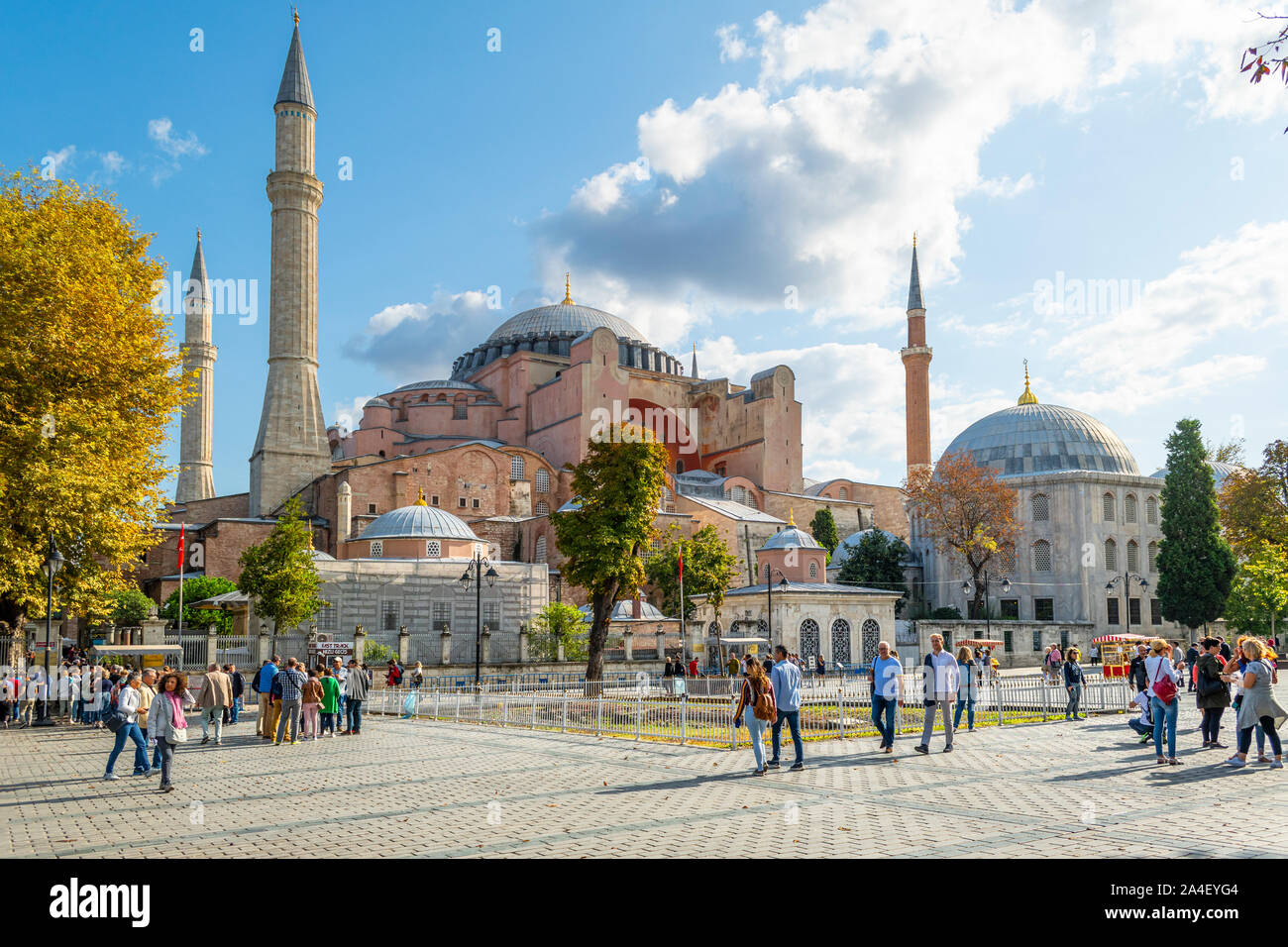 Visitors pass by the Hagia Sophia, an ancient church and mosque and now ...