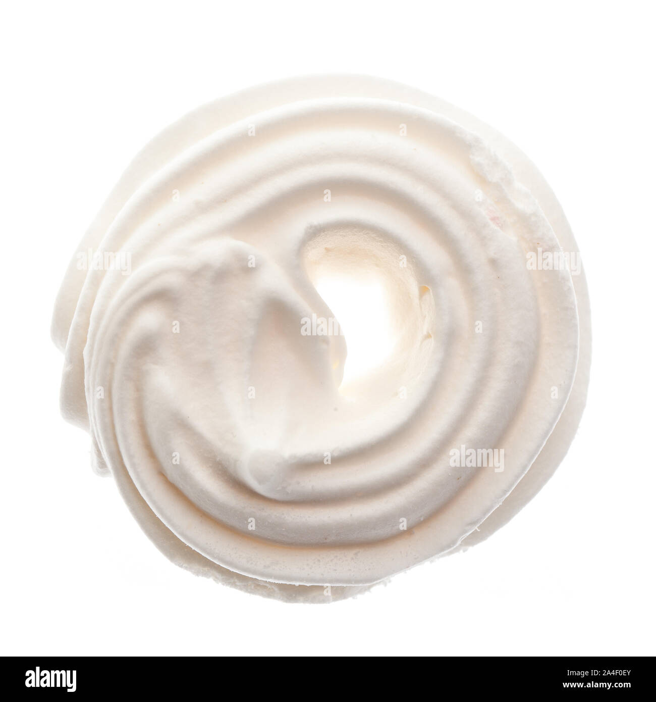 Christmas cookies: Single 'Windgebäck' (wind pastry)  from above isolated on white background Stock Photo