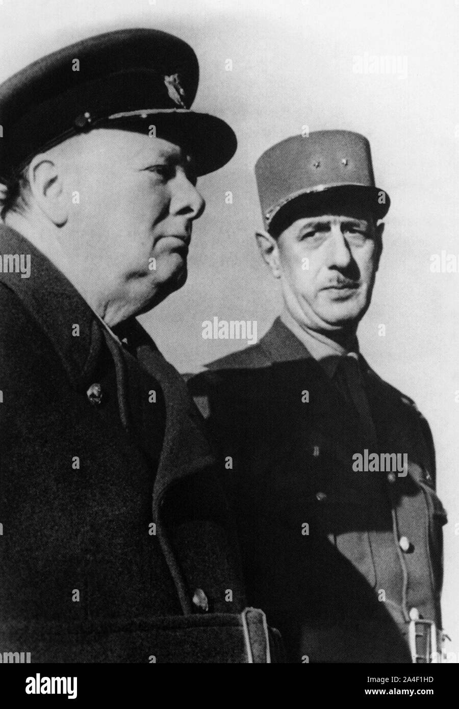 Winston Churchill and General Charles de Gaulle in Marrakesh. January 1944 Stock Photo