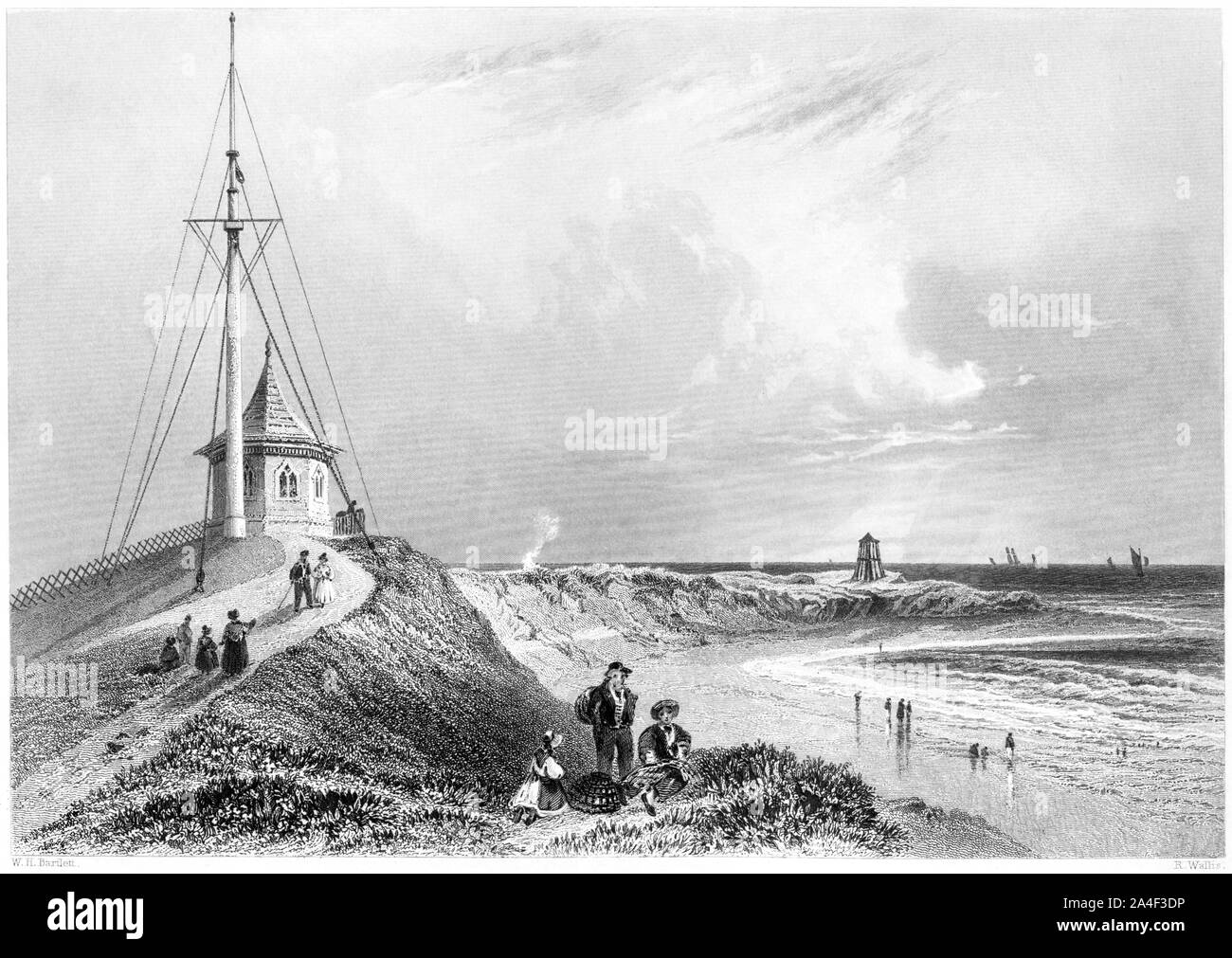 An engraving of a Scene at Fleetwood on Wyre scanned at high resolution from a book printed in 1842. Believed copyright free. Stock Photo