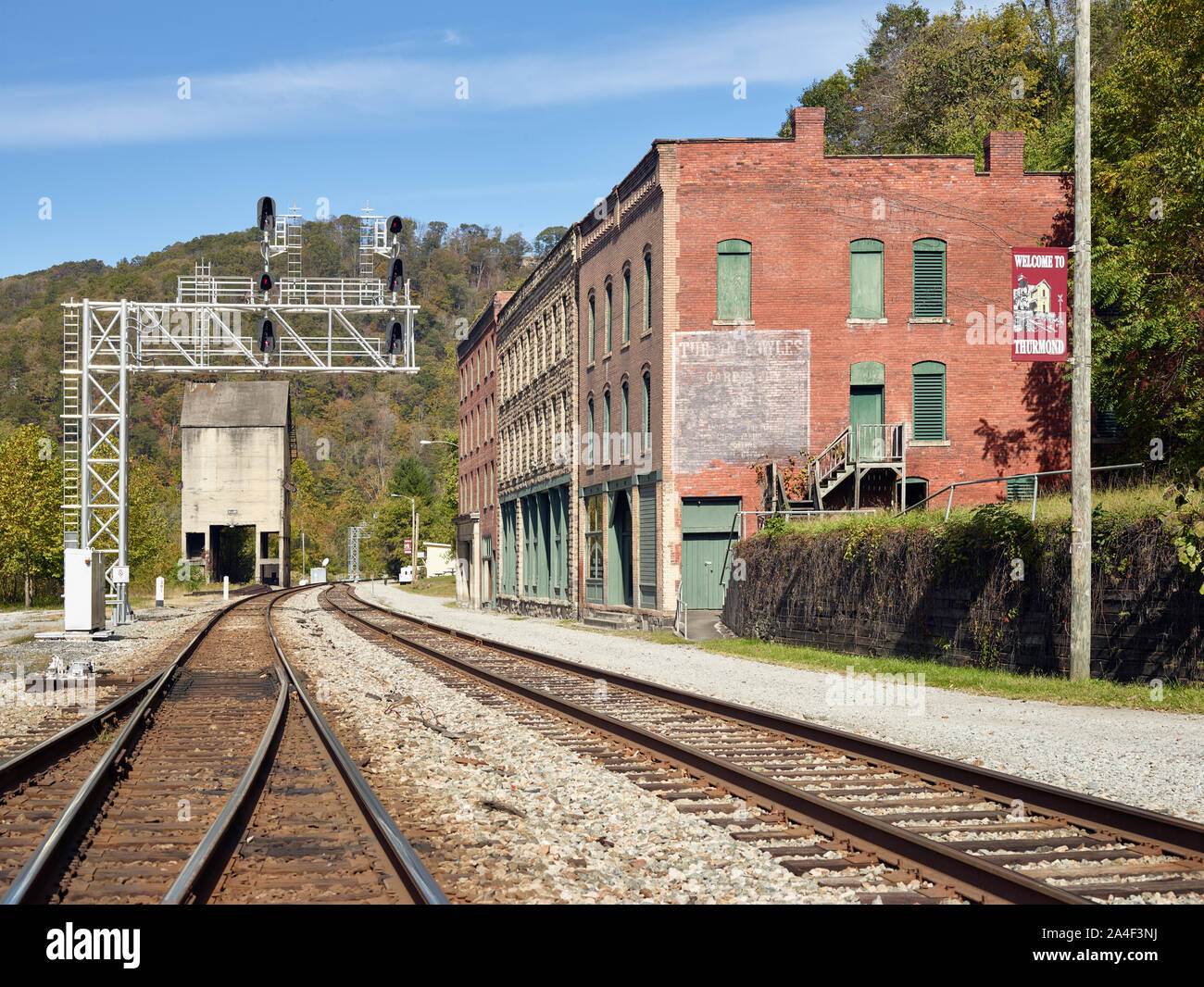 Thurmond, a mostly deserted old Appalachian coal town in West Virginia Stock Photo