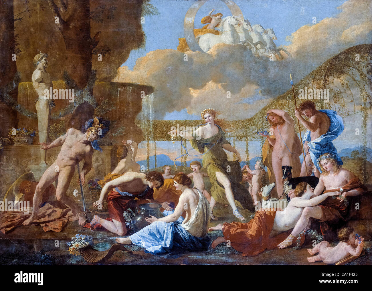 Nicolas Poussin, painting, The Empire of Flora, 1631 Stock Photo