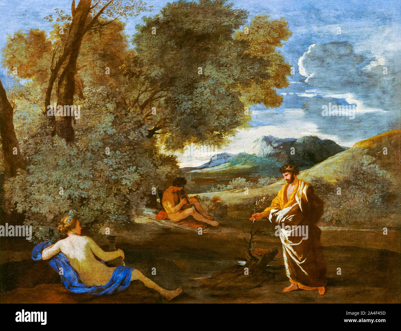 Nicolas Poussin, King Midas Turns an Oak Branch to Gold, painting, 1631-1633 Stock Photo