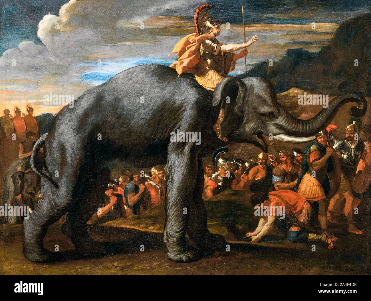 Nicolas Poussin, painting, Hannibal crossing the Alps on Elephants, 1625-1626 Stock Photo