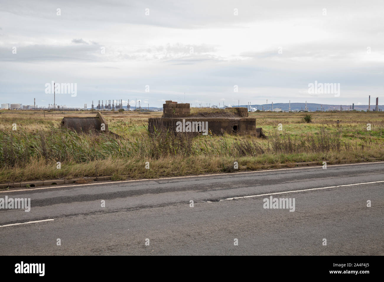 The old wartime defenses at Greatham Creek,Hartlepool,England,UK Stock Photo