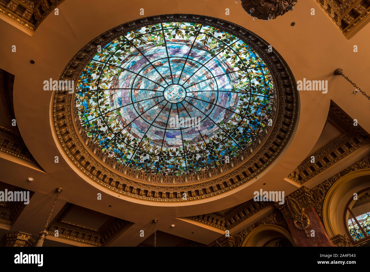 Tiffany glass dome in the Dome Bar of the Hotel Camino Real in El Paso ...