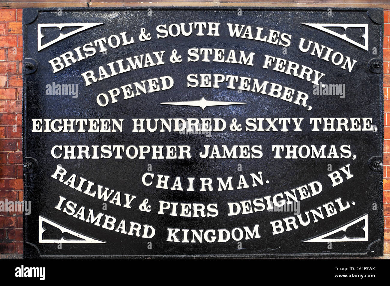 Isambard Kingdom Brunel memorial plaque on wall at Bristol Temple Meads Railway Station in Bristol England UK  KATHY DEWITT Stock Photo