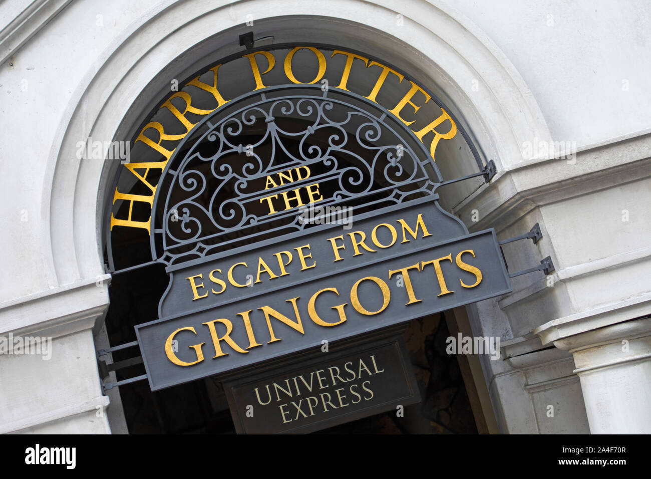Escape from Gringotts, Bank,  Universal Express entrance to Ride, Diagon Alley, Wizarding World of Harry Potter, Universal Studios Resort, Orlando, Stock Photo