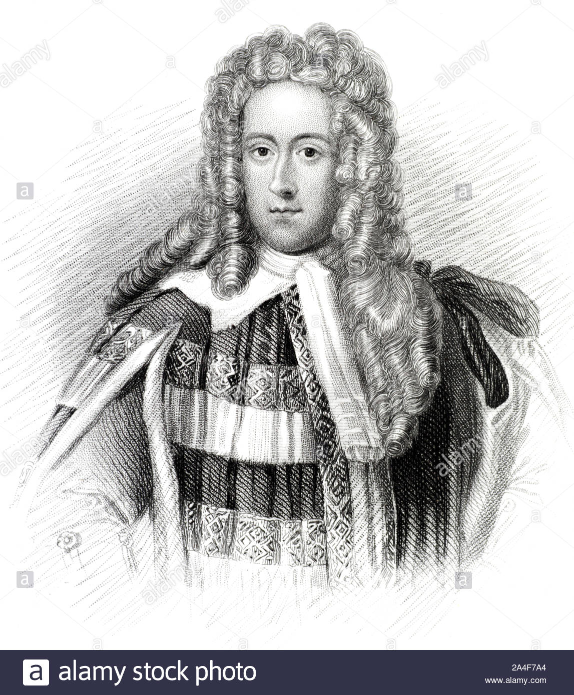 Henry St John portrait, 1st Viscount Bolingbroke, 1678 – 1751, was an English politician and political philosopher, vintage illustration from 1850 Stock Photo