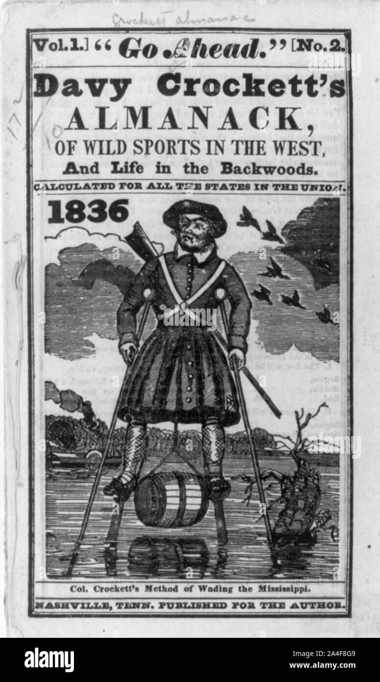 Title page from Davy Crockett's Almanack (1836), vol. 1, no. 2, illus....