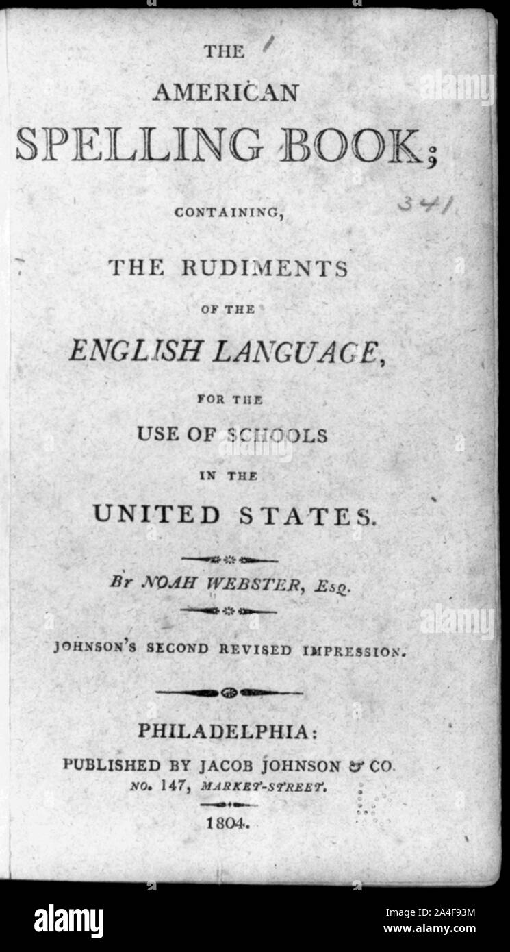 Title page: American Spelling Book, by Noah Webster, Philadelphia, 1804 Stock Photo