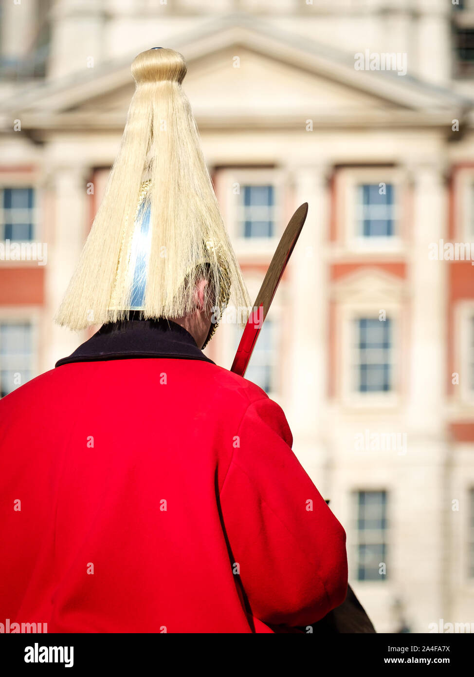closeup from a Horseguard in London during Changing the Guards ceremony Stock Photo
