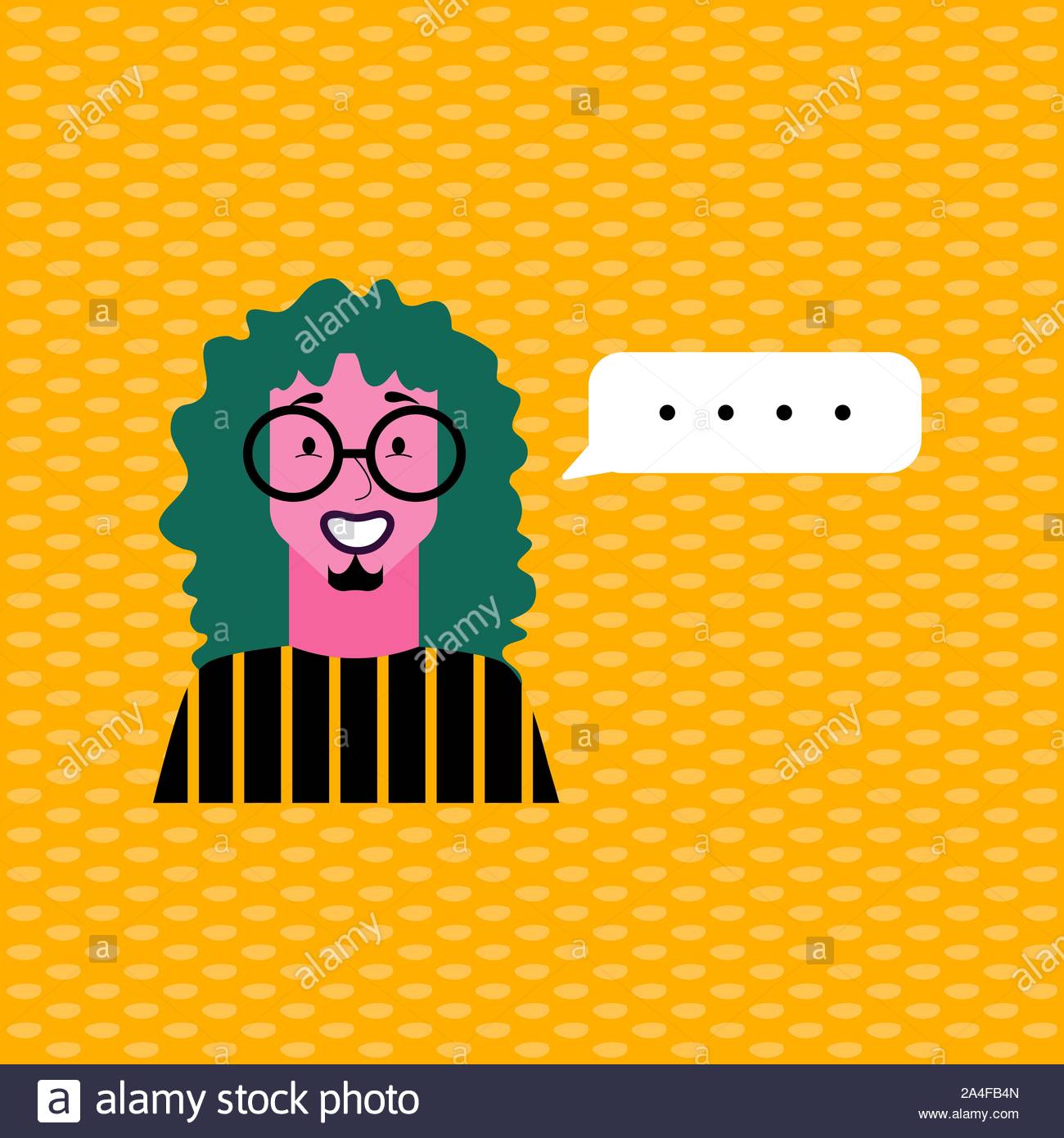 Avatar Of Smiling Man In Glasses And Long Color Hair Stylish Nerd