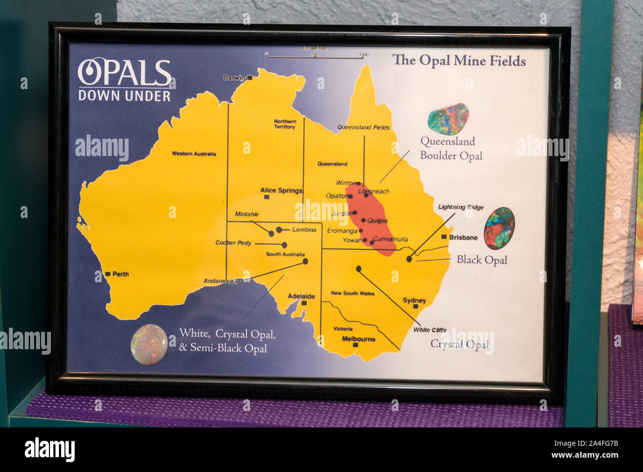 A map of Australia showing the mine fields where Opal gems are found Opal  is Australia's national gemstone Stock Photo - Alamy